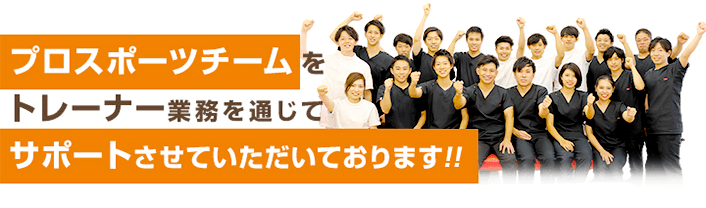 プロスポーツチームのトレーナー業務を通じてサポートをさせていただいております!