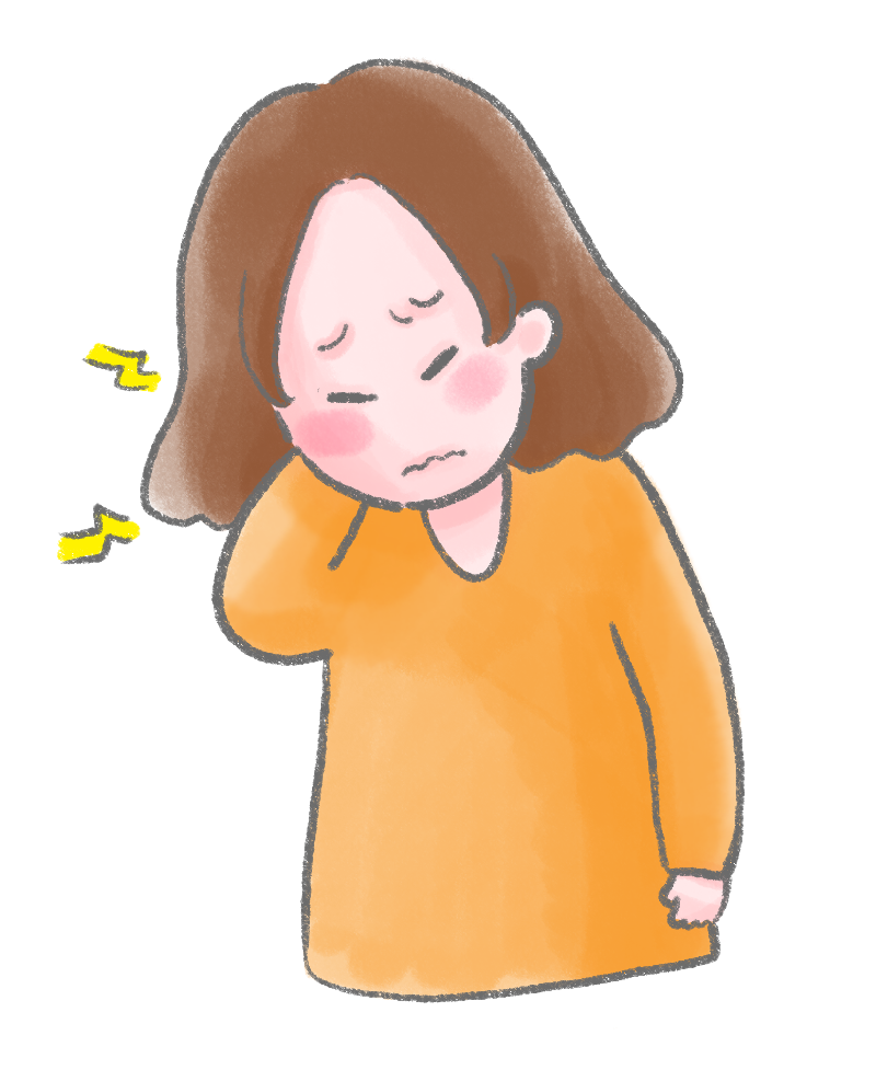 首の痛みのイラスト