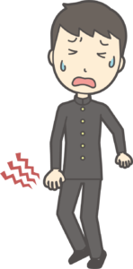 学生の膝の痛みのイラスト