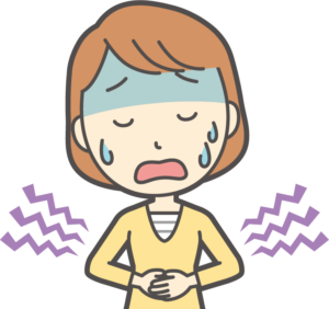 お腹の調子が悪い女性のイラスト