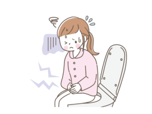 便秘の女性のイラスト